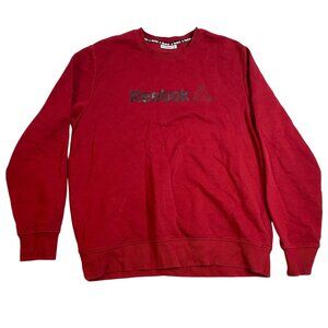Reebok Mens Sweatshirt Medium Red Crewneck Cotton Blend Casual Pullover Classic
